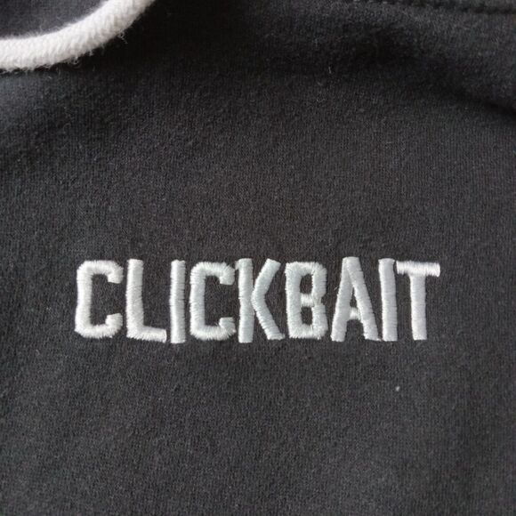 Clickbait Black Embroidered Drawstring Hooded Sweatshirt David Dobrik Size Large - Picture 8 of 12